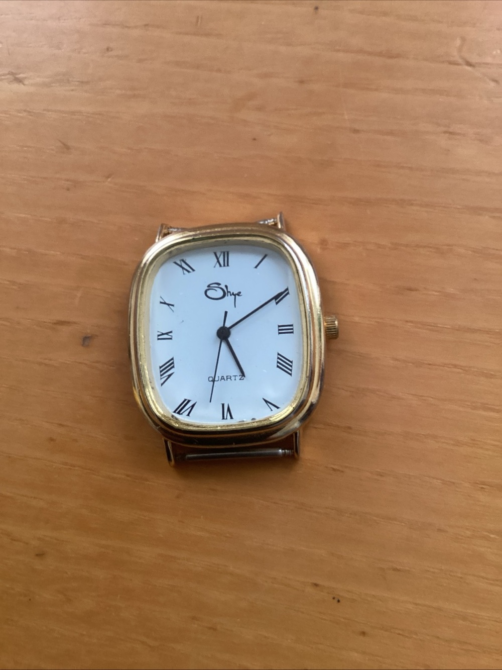 Gold-Tone Square Quartz Watch with White Dial